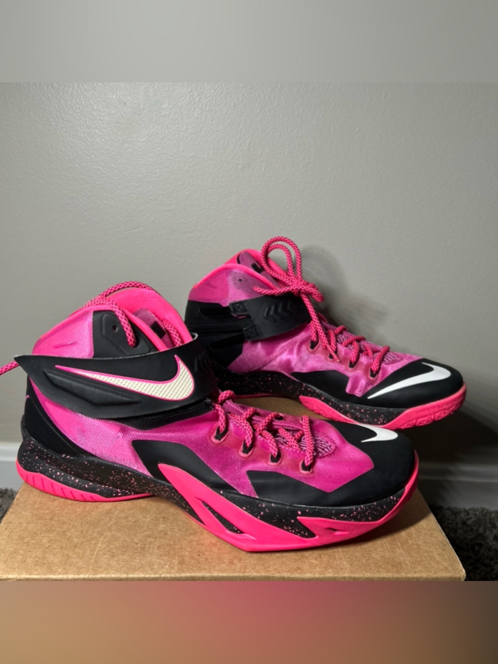 Nike - Think Pink -  Hot Pink and Black High-Top Athletic Basketball Shoes